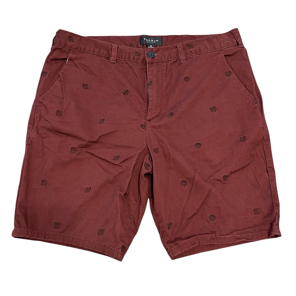 PACSUN Men's Maroon Dress shorts with Designs size 36